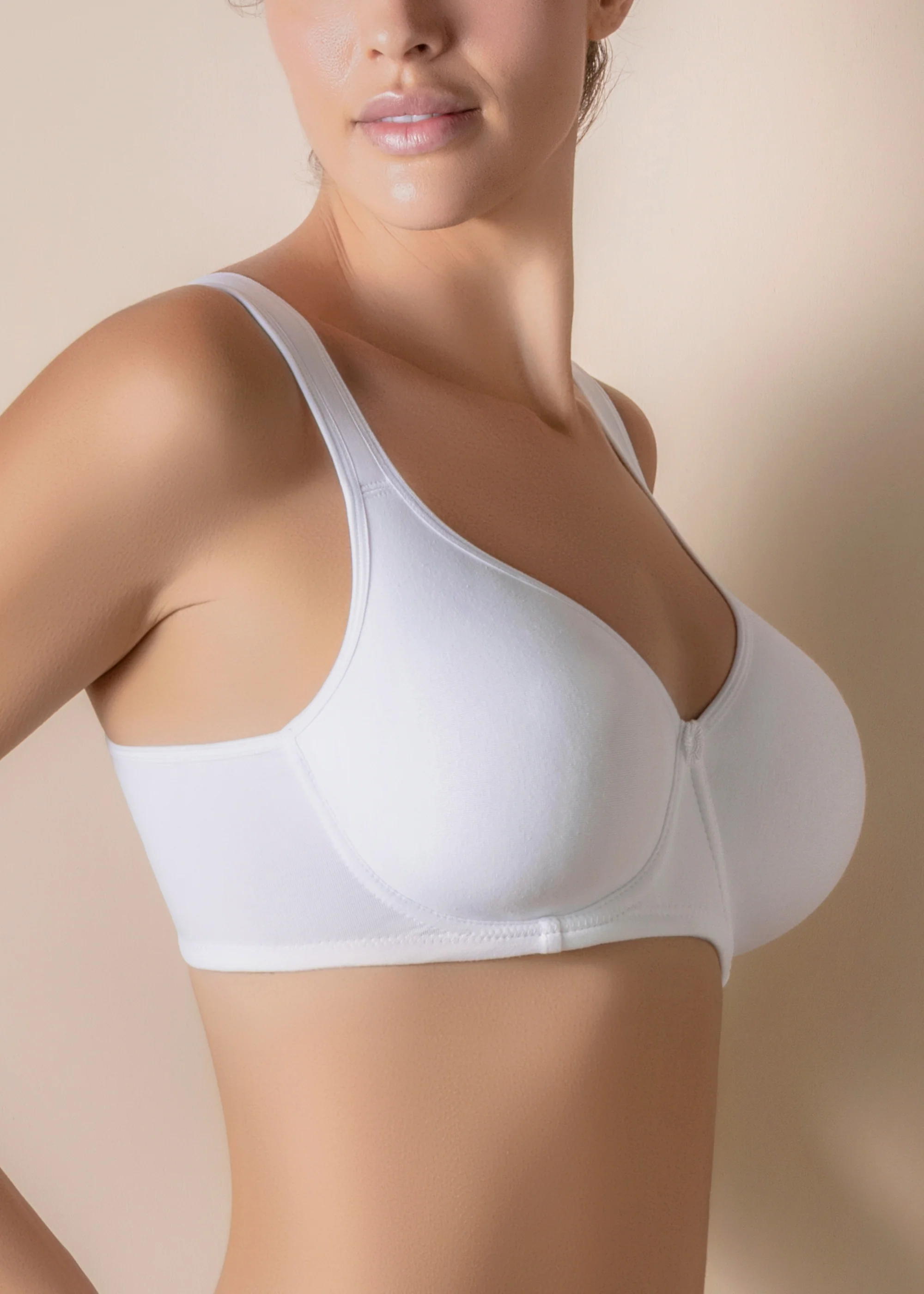 Reggiseno in cotone elasticizzato senza imbottitura con ferretto e spalline larghe comfort - Image 3